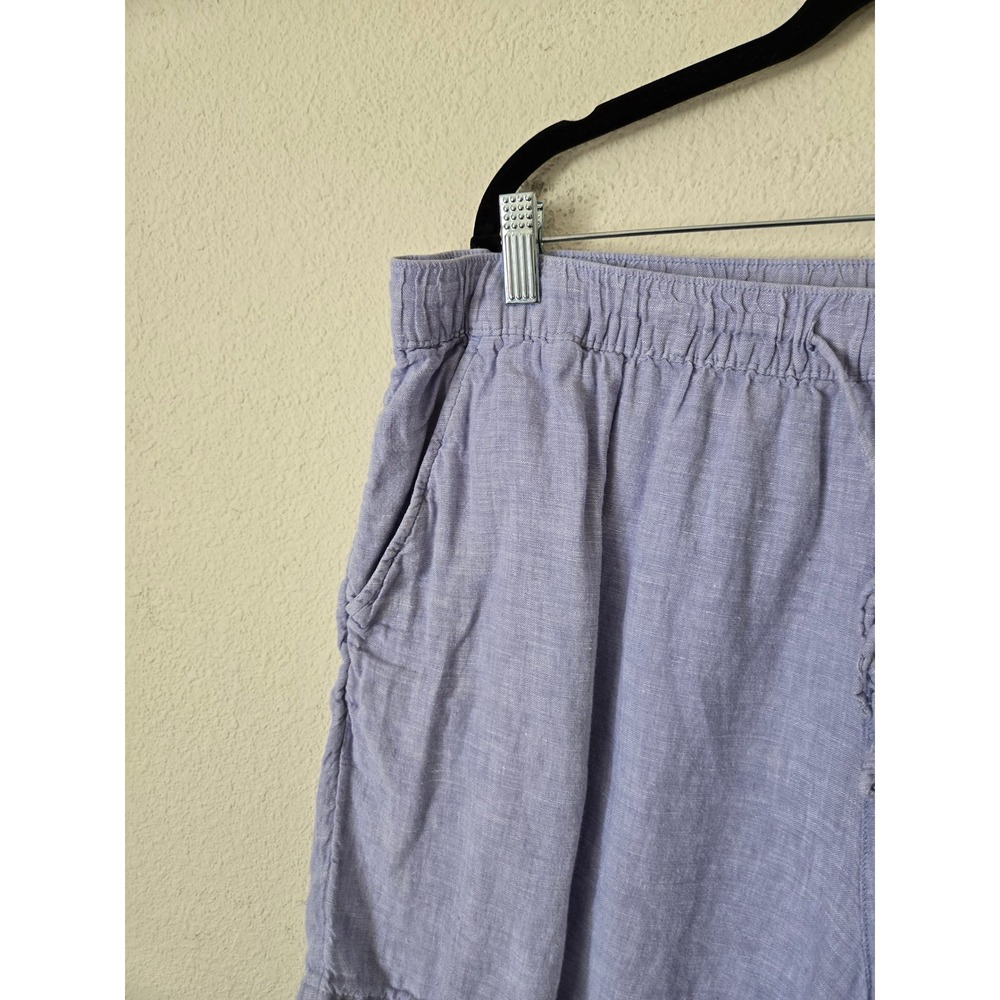 Tahari Womens 2X Shorts 100% Linen Elastic Drawstring Relaxed Blue Travel - Picture 2 of 7